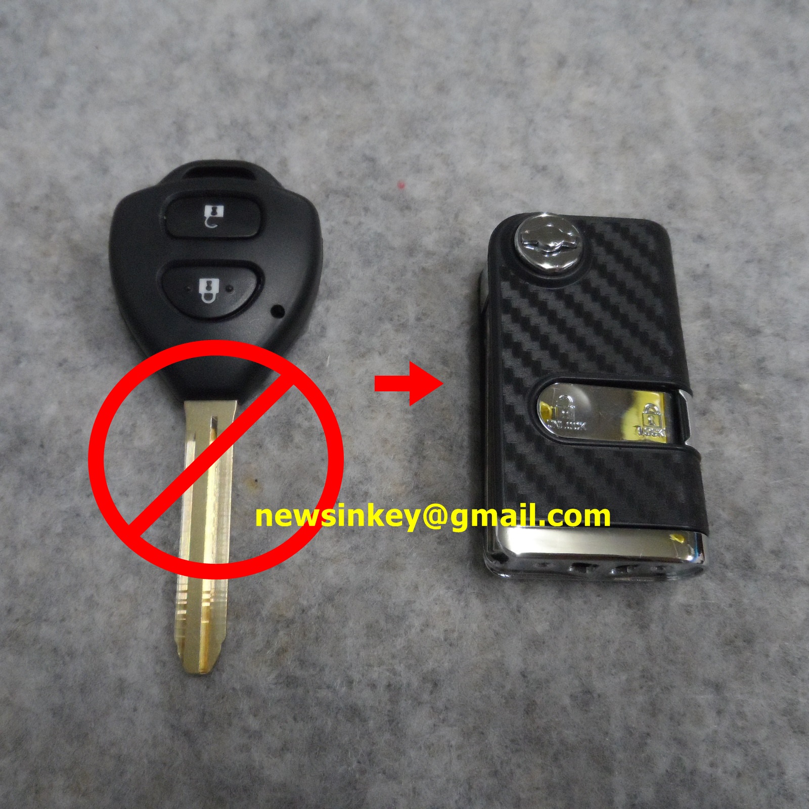 กรอบกุญแจรีโมทพับ Keyshell สำหรับ TOYOTA 2 ปุ่ม ลายเคฟล่า