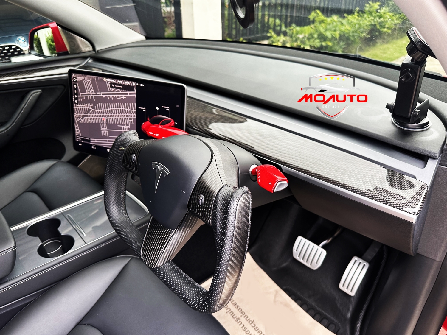 คอนโซลหน้าคาร์บอนแท้ Tesla Model 3