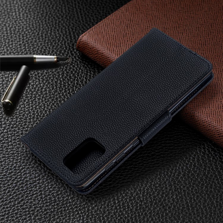 Case Samsung Galaxy A71 / Pre-order * เคสผิวหนังลิ้นจี่พร้อมสายคล้องมือ สไตล์กระเป๋า: 2 ช่องเสียบการ์ด + กระเป๋าเงินสด 1 *