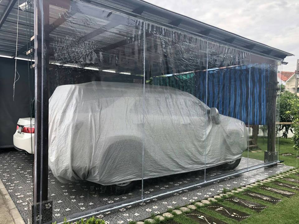 ผ้าใบชักรอกใส ขนาด 4 m x 2 m (ไม่รวมเสาเหล็กค้ำยัน) ผ้าใบสีใส โปร่งใส ผ้าใบกันสาดแบบใส ผ้าใบกันฝนโปร่งใส ผ้าใบม้วนกันฝนแบบใส ผ้าใบม้วนกันแดดสีใส clear ใส