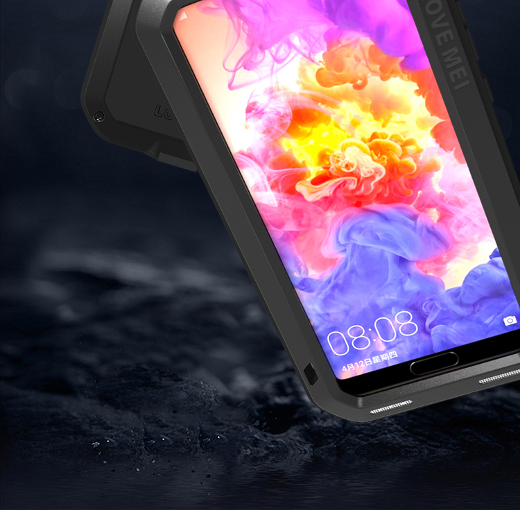 Case Huawei P20 / Pre-order * LOVE MEI ทำจากโลหะแข็งและวัสดุซิลิโคนนุ่ม + กระจกนิรภัย *