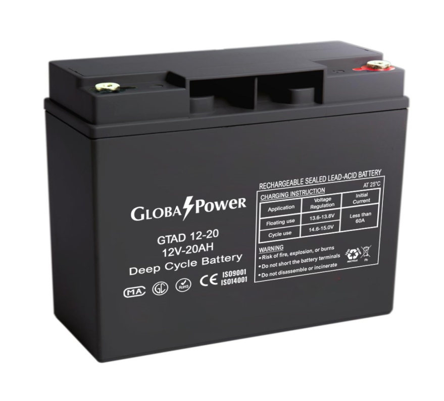 Global Power แบตเตอรี่ Deep Cycle AGM ความจุ 20Ah แรงดัน 12V สำหรับ UPS ไฟฉุกเฉิน รถกอล์ฟ รถโฟล์คลิฟท์ รถขัดพื้น
