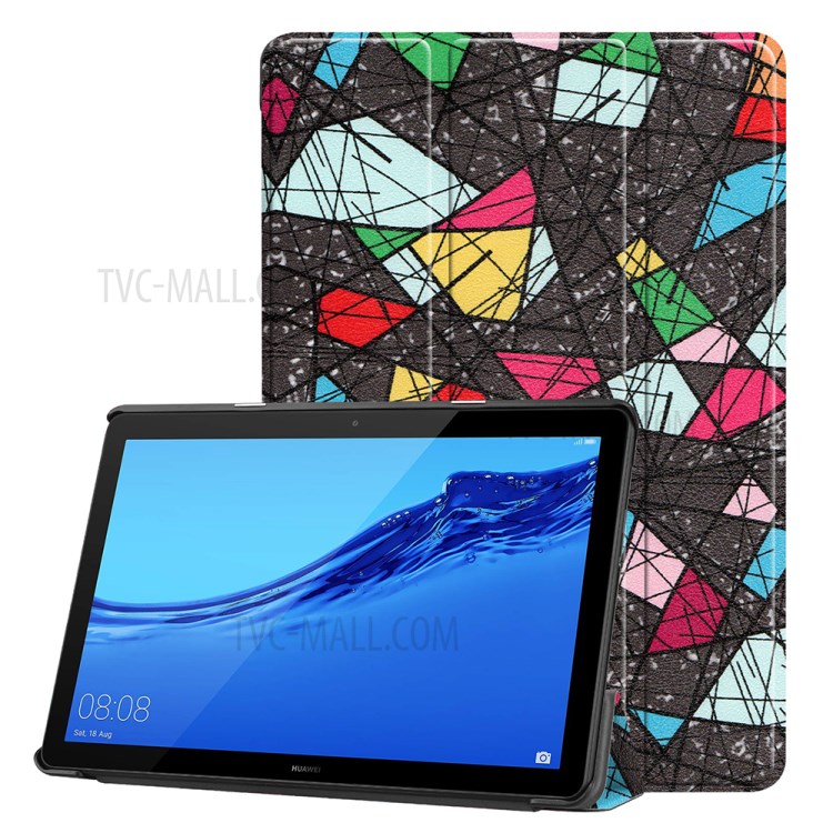 Case Huawei MediaPad T5 / Pre-Order * รูปแบบการพิมพ์หนังแท็บเล็ตขาตั้ง 3 -พับ *