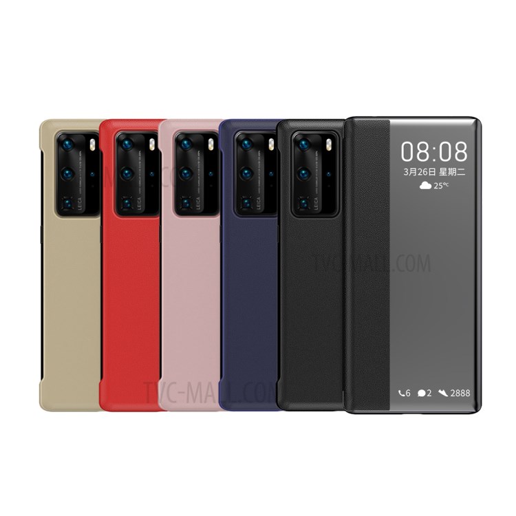 Case Huawei P40 Pro / Pre-order * เคสView Window Flip Leather Cover ทำจากวัสดุหนัง PC + PU หน้าต่างโปร่งแสงเพื่อการดูข้อมูลที่ง่าย *