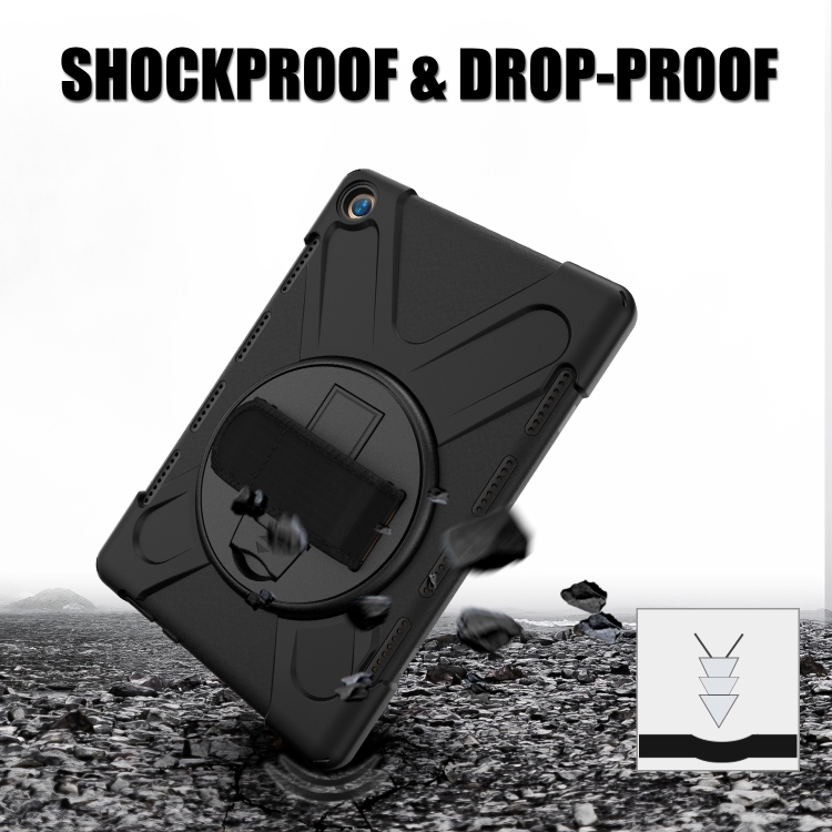 Case Huawei MediaPad M5 Pro / Pre-Order * เคสขาตั้งแบบหมุนได้ 360 องศา PC + เคสซิลิโคน Combo พร้อมสายคล้องมือ *