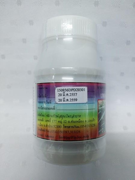 ยาแคปซูลสมุนไพร "เสลดพังพอนตัวเมีย(พญายอ)" บรรจุขวดๆ ละ 100 แคปซูล