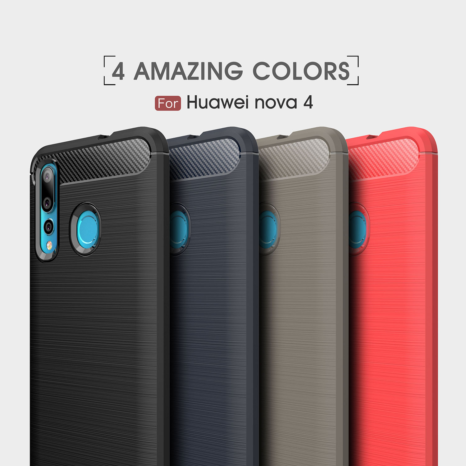 Case Huawei Nova 4 / Pre-Order * คาร์บอนไฟเบอร์พื้นผิวเคส TPU Brushed *