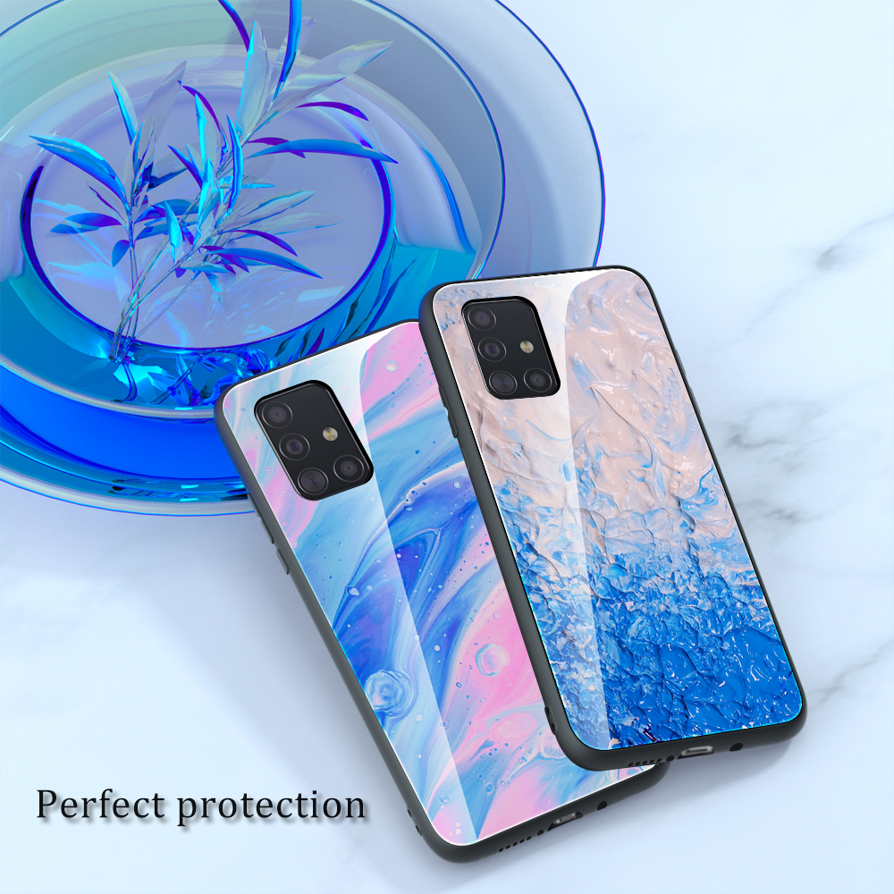 Case Samsung Galaxy A51 / Pre-order * เคสลายหินอ่อนเนื้อกระจกนิรภัยปกหลัง + TPU Combo *