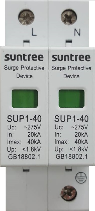 ตัวป้องกันฟ้าผ่าฝั่ง AC สำหรับระบบไฟ 1 เฟส ขนาดกระแสสูงสุด 40kA (Single Phase AC Surge Protector 40kA)