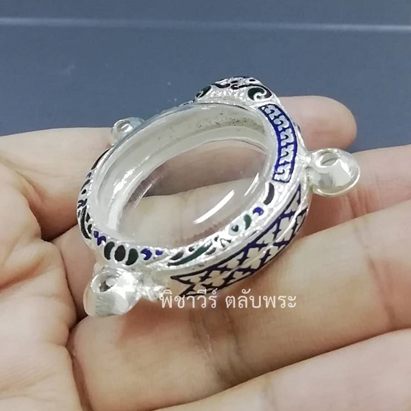 ตลับเงินลงยาทรงกลม 3 ห่วง