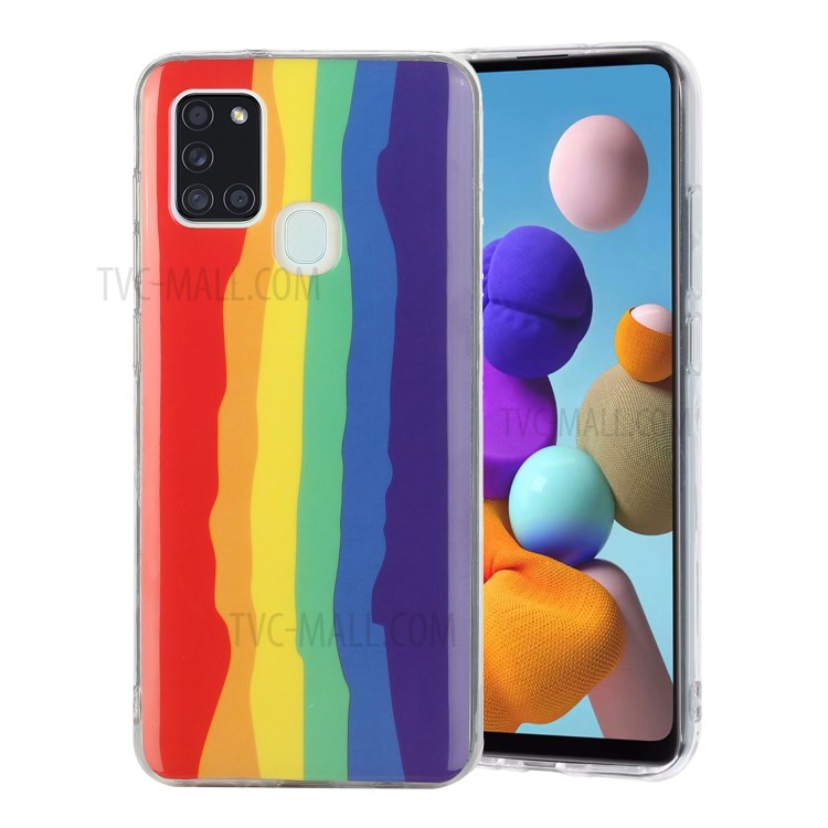 Case Samsung Galaxy A21s / Pre-order * เคสลายสายรุ้ง IMD Soft TPU สามารถบิดได้อย่างอิสระโดยไม่แตก *