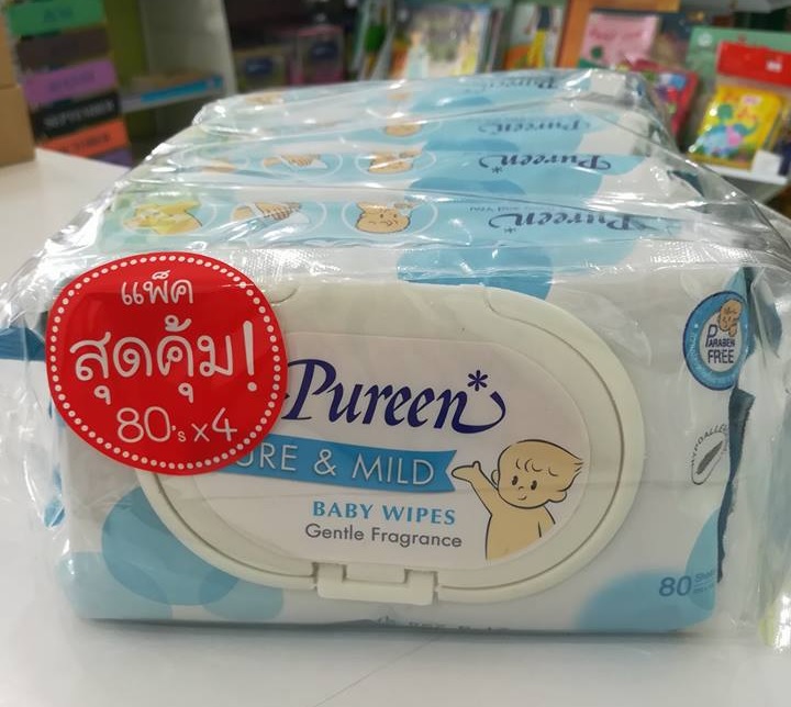 ทิชชูเปียกเพียวรีน80ชิ้นแพค4ห่อ