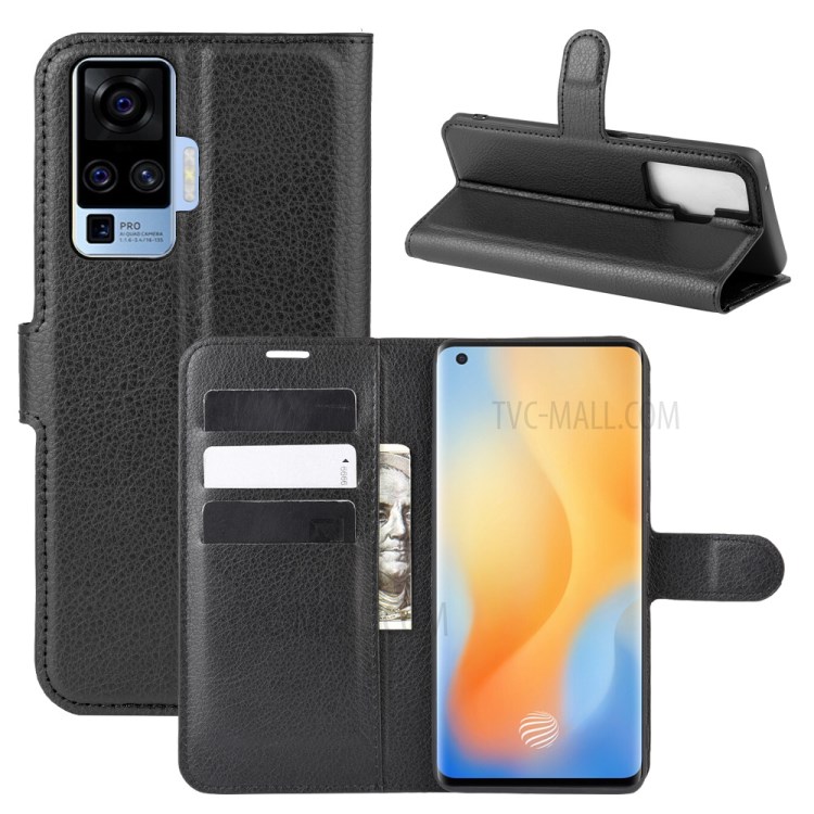 Case Vivo X50 Pro / Pre-Order * เคสหนังผิวลิ้นจี่กระเป๋าสตางค์: ช่องใส่การ์ด 3 ช่อง + กระเป๋าเงินสด 1 ช่อง *