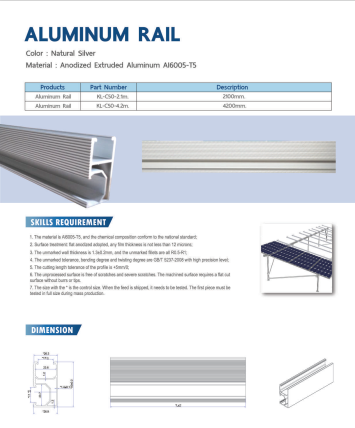 โครงยึดแผงโซล่าเซลล์ (Solar Mounting) ยี่ห้อ BSP สำหรับงาน Solar Rooftop