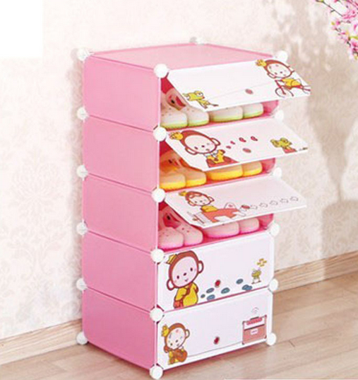 ตู้รองเท้า DIY 5 ช่อง สีชมพู