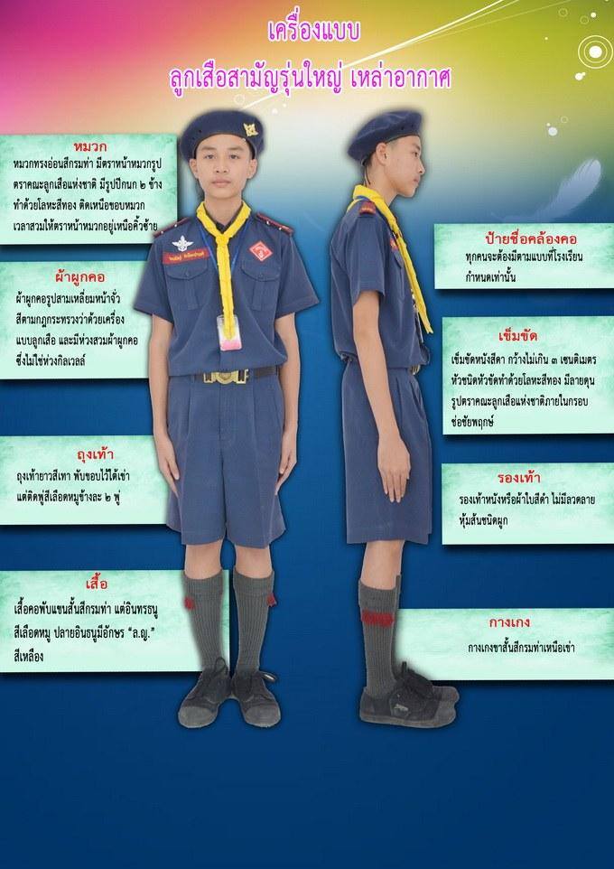 เสื้อนักเรียนตราสมอ ลูกเสือ เหล่าอากาศ สีกรมท่า