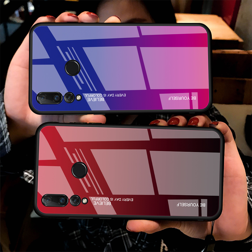 Case Huawei Nova 4 / Pre-Order * เคส + กระจกนิรภัยปกหลัง TPU + PC ไล่โทนสีไร้รอยขีดข่วน *