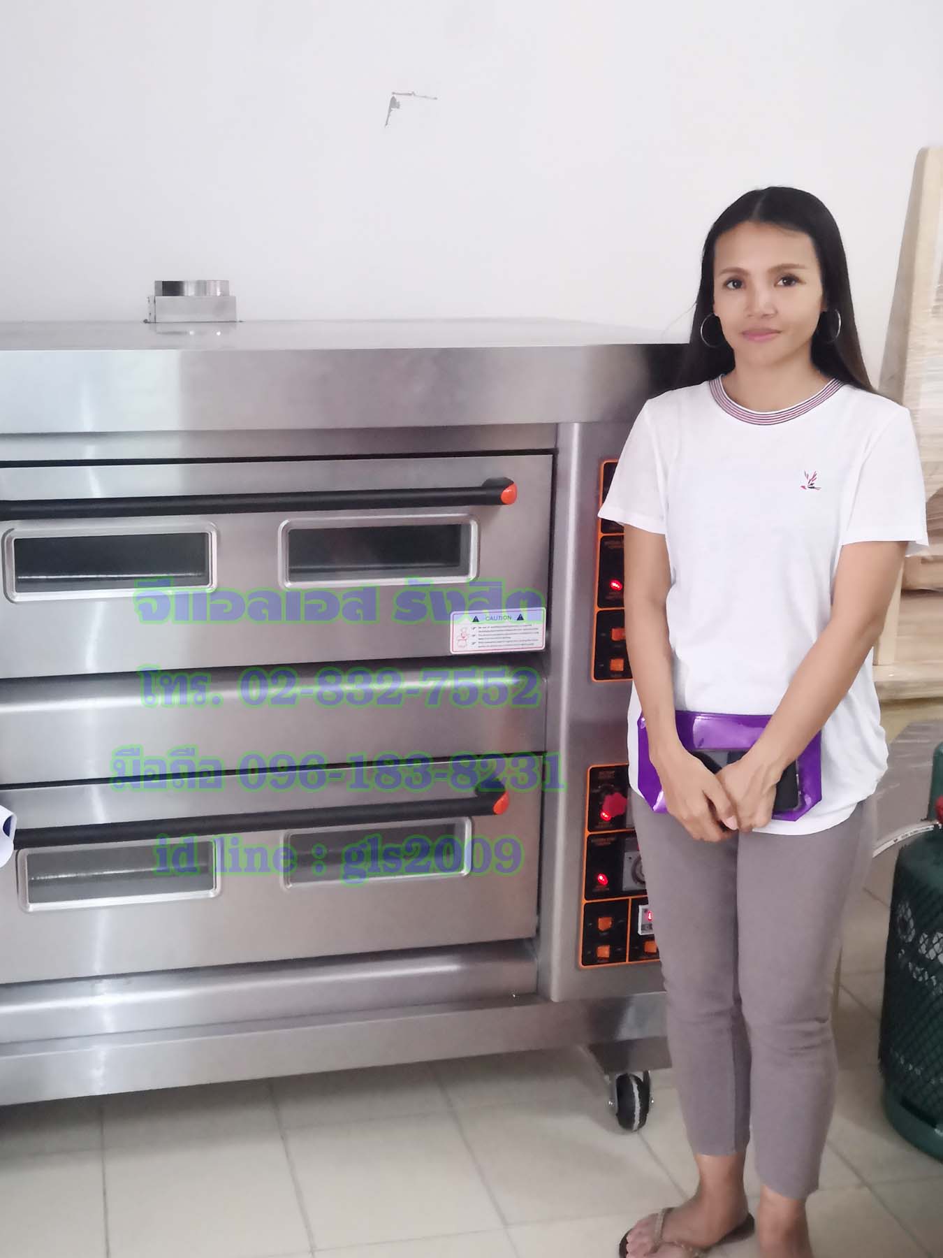 เตาอบขนมแก๊สควบคุมด้วยไฟฟ้า4ถาดใหญ่