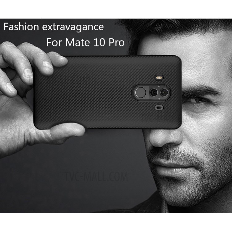 Case Huawei Mate 10 Pro / Pre-order * เคสพื้นผิวคาร์บอนไฟเบอร์ Soft TPU เคสกันกระแทก - สีดำ *