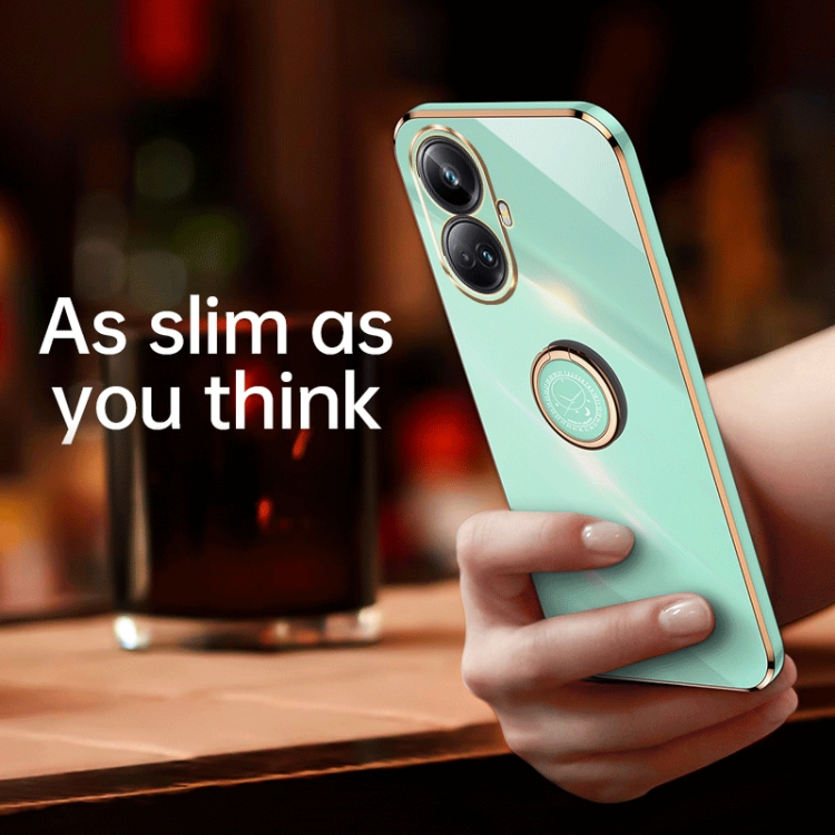 Case Realme 10 Pro + 5G # Pre-order * XINLI ขอบตรง 6D Electroplate เคสโทรศัพท์ TPU พร้อมตัวยึดแหวน *
