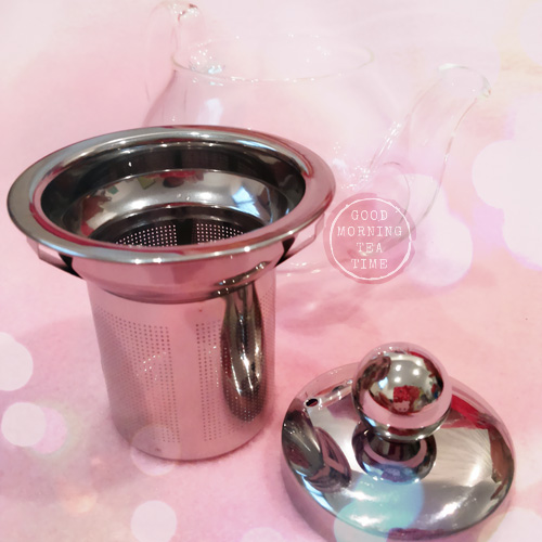 กาน้ำชาแก้วใส พร้อมที่กรองใบชาแสตนเลส ขนาด 200 ml.