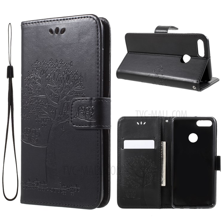 Case Huawei Y9 / Pre-order * ปั็มลายนกฮูกต้นไม้แบบหนังกระเป๋าสตาง + สายรัดข้อมือที่ง่ายต่อการพกพา *