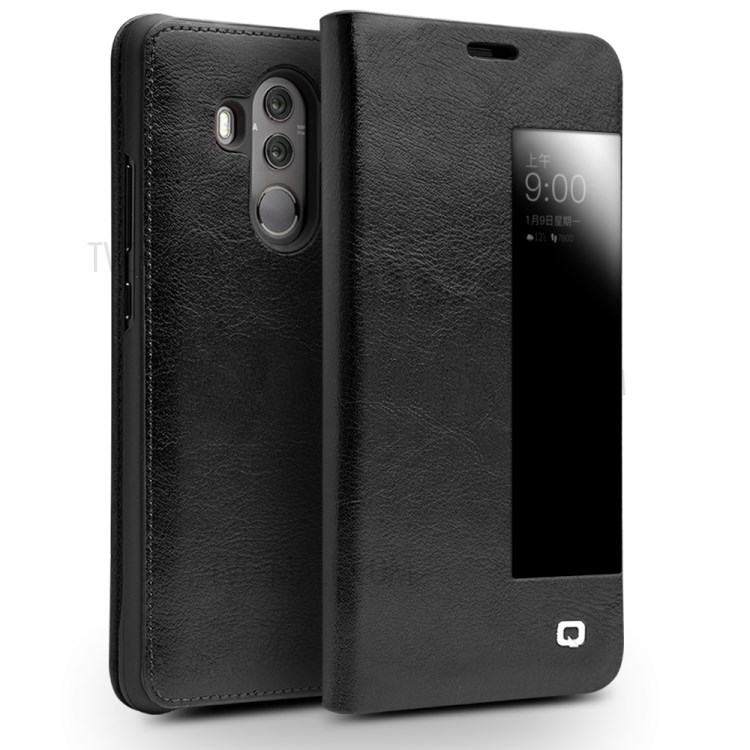Case Huawei Mate 10 Pro / Pre-order * QIALINO สไตล์คลาสสิกดูหน้าต่าง หนัง cowhide แท้คุณภาพสูง *