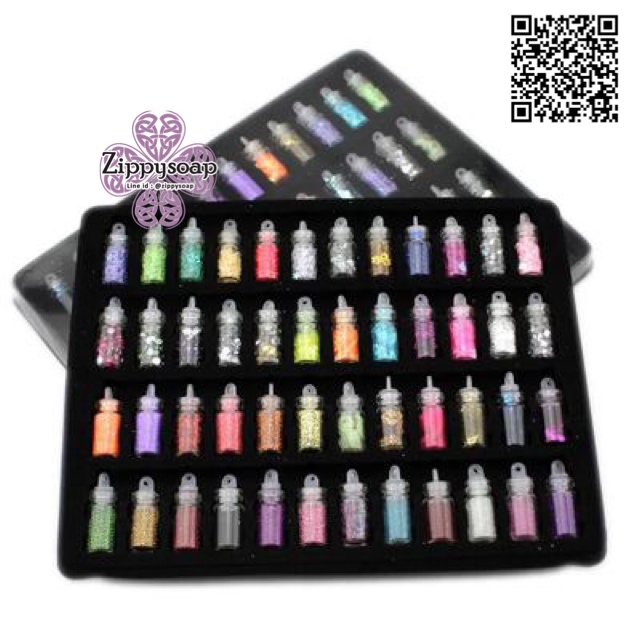 glitter กริตเตอร์ สำหรับตกแต่งDIY 24ขวดเล็ก 007246