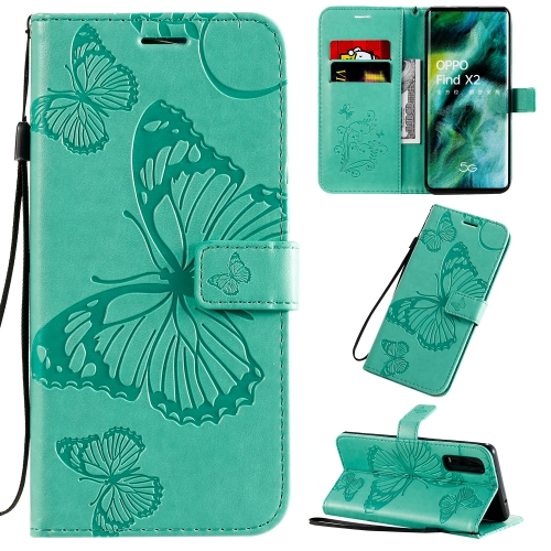 Case OPPO Find X2 / Pre-Order * 3D Butterflies ลายนูน เคสกระเป๋าสตางค์และเชือกเส้นเล็ก *