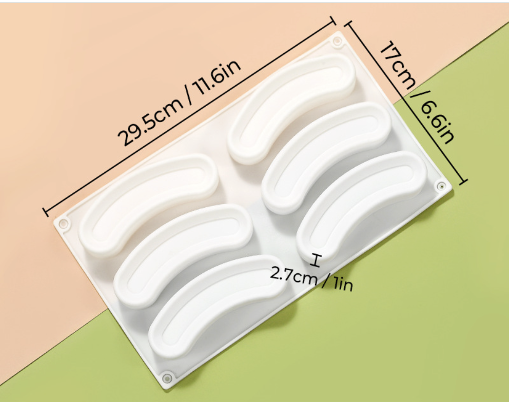 แม่พิมพ์ซิลิโคน โค้งยาวขอบนูน 6 ช่อง 3.5*13*2.7 95g 005869