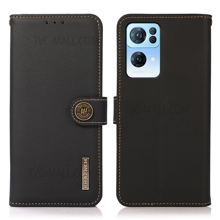 Case OPPO Reno7 Pro 5G # Pre-Order * KHAZNEH ชั้นบนสุดหนังแท้ยืนพลิกปก RFID Blocking Wallet Folio Case *