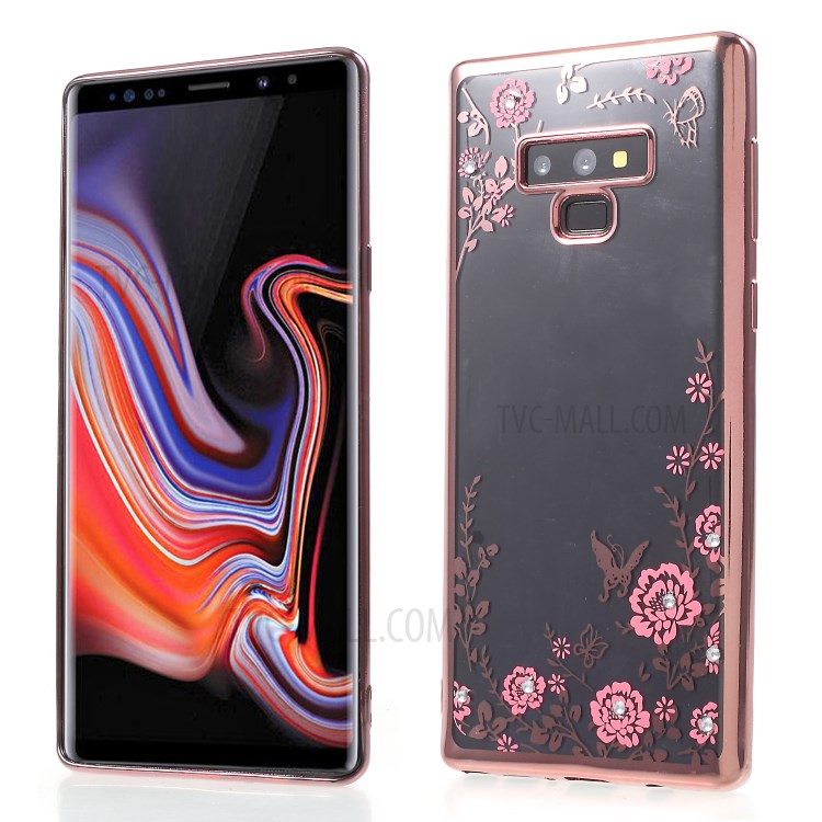 Case Samsung Galaxy Note9 / Pre-Order * Soft TPU Rhinestone ดอกไม้ที่หรูหราและการออกแบบผีเสื้อ *