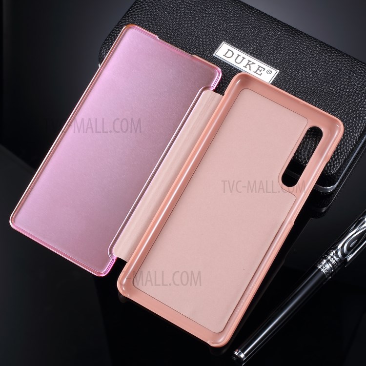 Case Huawei P30 * เคส Smart View Mirror ปกกระจกมองหุ้มหนัง - กุหลาบทอง / พร้อมส่ง