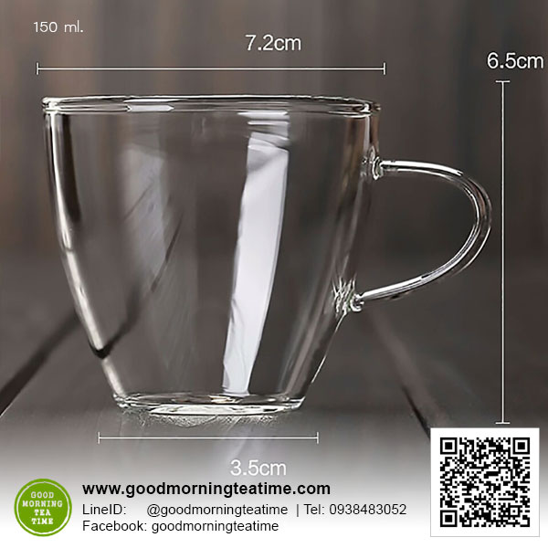 ถ้วยชา ถ้วยกาแฟ แก้วใสทนความร้อน ขนาด 150 ml.