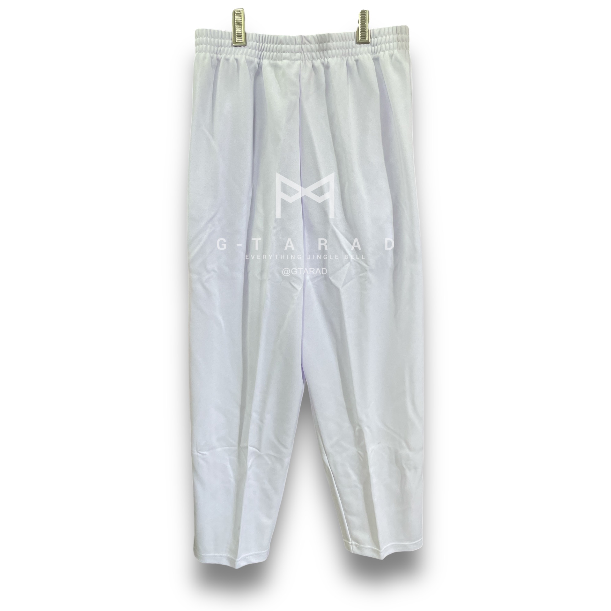 BCS No.3714 กางเกงวอร์ม ขายาว ขาปล่อย สีขาว