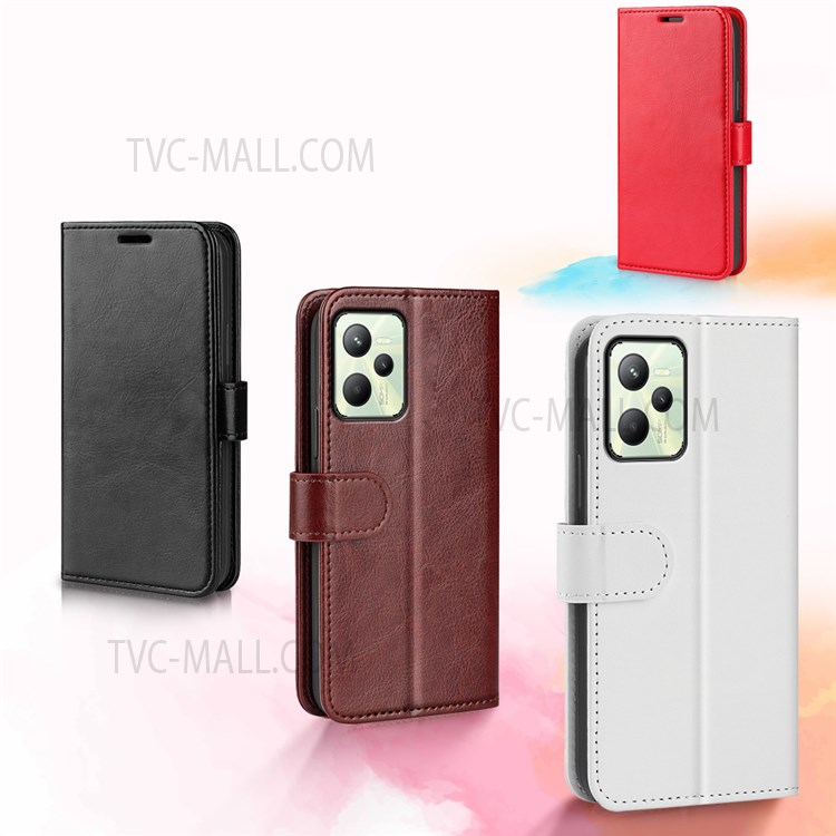 Case Realme C35 # Pre-Order * เคสโทรศัพท์กันตกแบบกันกระแทก Crazy Horse Texture Folio Flip Leather Wallet *