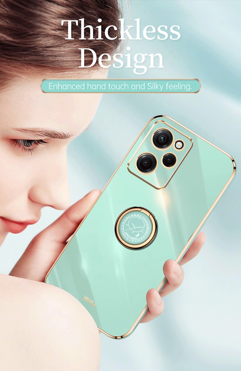 Case Xiaomi Poco X5 Pro 5G # Pre-Order * XINLI เคสแหวนขาตั้งเคสโทรศัพท์ Electroplating Golden Edge Soft TPU Cover *