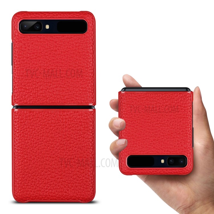Case Samsung Galaxy Z Flip / Z Flip 5G # Pre-Order * เคสผิวลิ้นจี่เนื้อหนังแท้ + เคสโทรศัพท์ TPU หนังแท้คุณภาพสูง + TPU ทนทานต่อการใช้งาน *