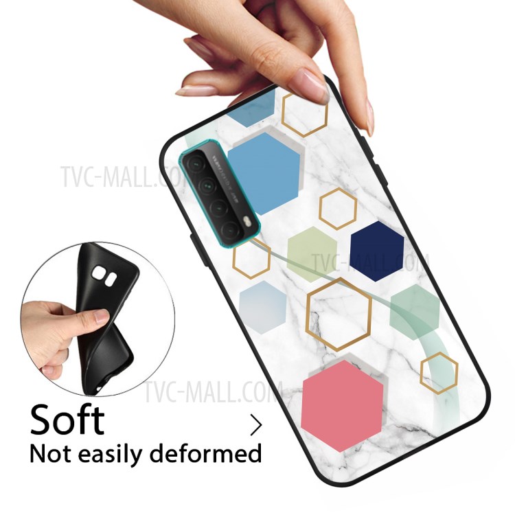 Case Huawei Y7a / Pre-order * เคสพื้นผิวหินอ่อนที่ไม่เหมือนใคร TPU สีดำด้าน *