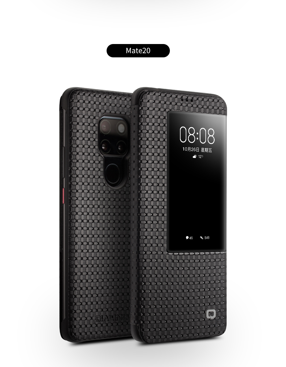 Case Huawei Mate 20 / Pre-order * QIALINO ลายตาราง หนังวัวแท้คุณภาพเยี่ยม รองรับฟังก์ชั่นสมาร์ทปลุก / นอนหลับ *