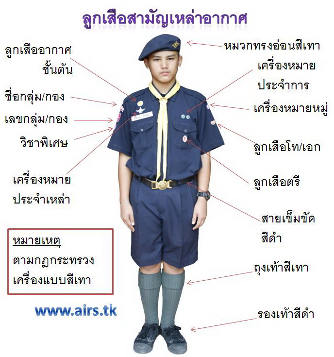 เสื้อนักเรียนตราสมอ ลูกเสือ เหล่าอากาศ สีกรมท่า