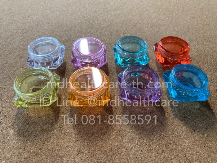 ตลับครีม 5กรัม ฐานทรงเพชร (10ชิ้น/ชิ้นละ3บาท) ฐานและฝาสีเดียวกัน