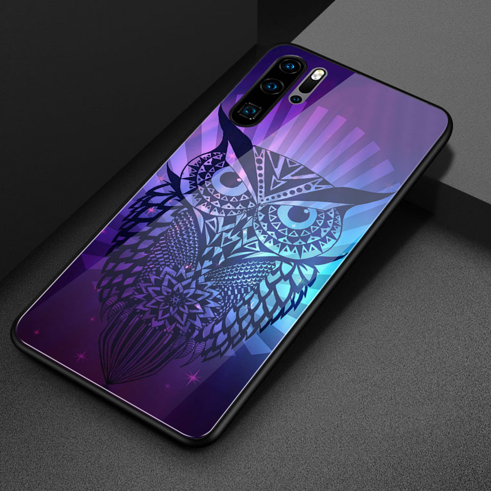 Case Huawei Nova 4 / Pre-Order * เคสลายนกฮูกซิลิโคนนุ่ม TPU + กระจกนิรภัยปกหลัง *