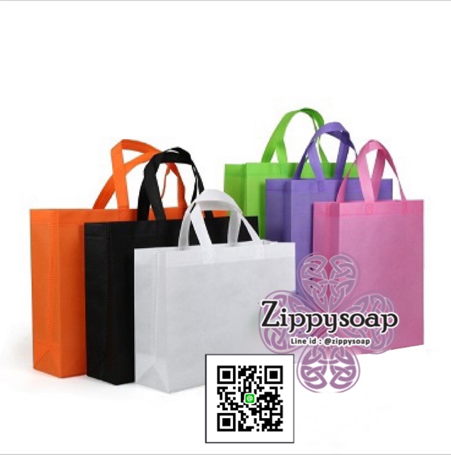 กระเป๋าผ้าสปันบอนด์ (แนวนอน) ขนาด30x38x10cm แพ็ค20ชิ้น 007144