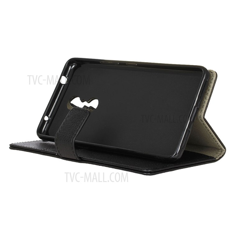 Case Lenovo K6 Note / Pre-order * เคสกระเป๋าสตางค์หนังลิ้นจี่ - ดำ *