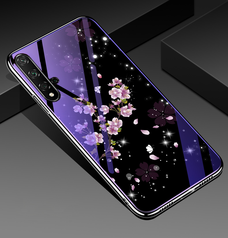 Case Huawei Nova 5T / Pre-order * เคส 9H กระจกสีฟ้า -ray + PC แผ่นหลัง + กรอบ TPU electroplated *