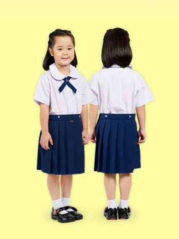 เสื้อนักเรียนตราสมอ อนุบาลคอบัว ผ่าตลอด