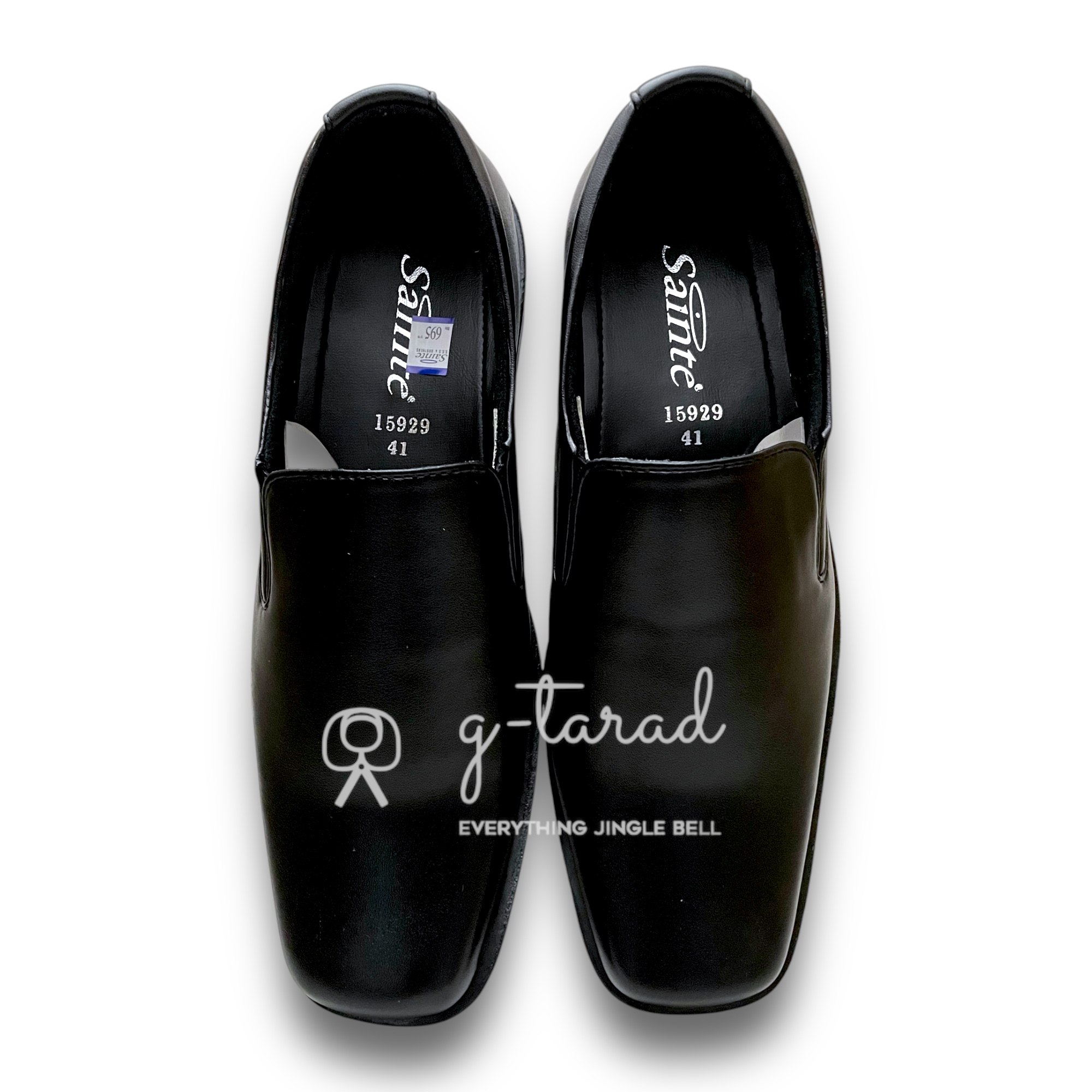 Sainte - รองเท้าหนังชาย สีดำแบบสวม (No.39-45)