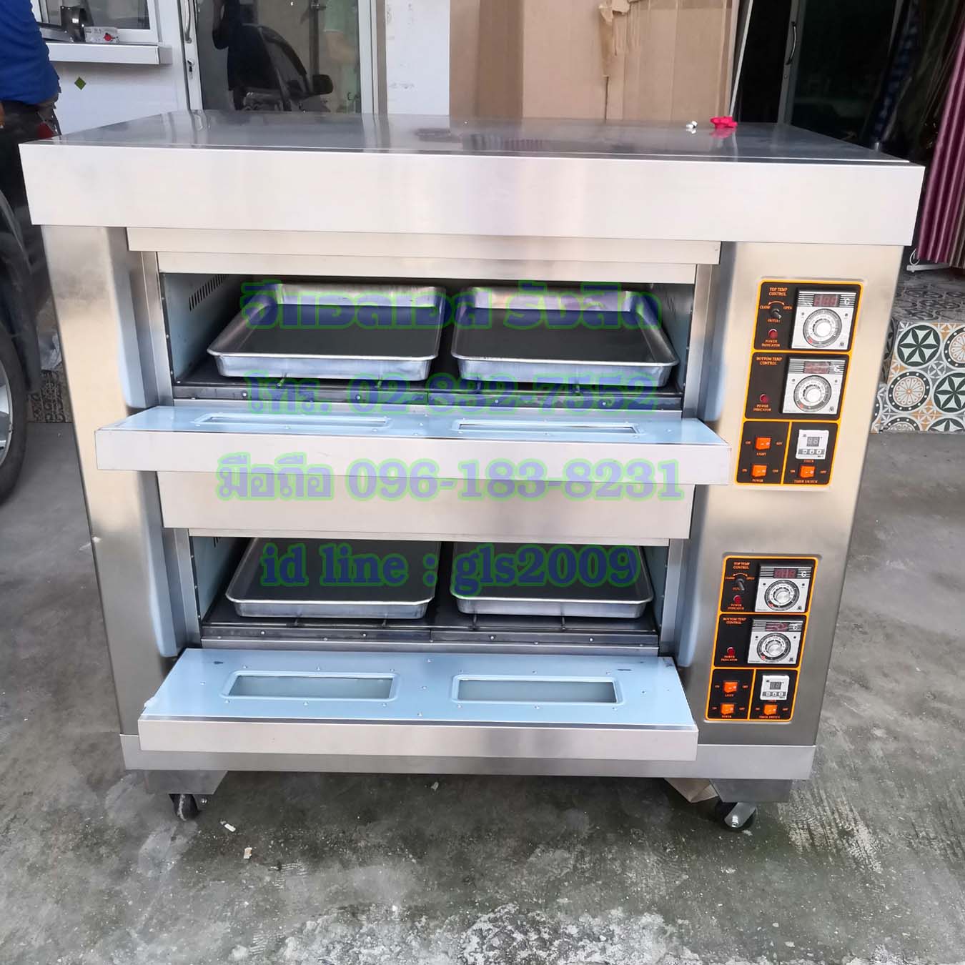 เตาอบขนมแก๊สควบคุมด้วยไฟฟ้า4ถาดใหญ่