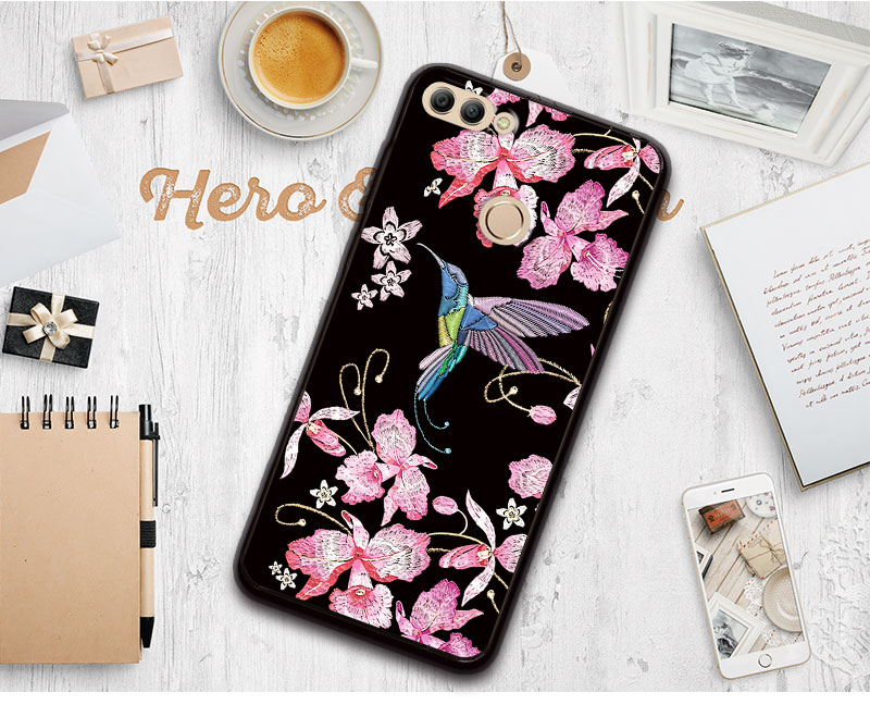 Case Huawei Y9 / Pre-order * 3Dปกคลุมสำหรับหัวเว่ยY9 2018ดอกไม้ซิลิโคนอ่อนนุ่ม *